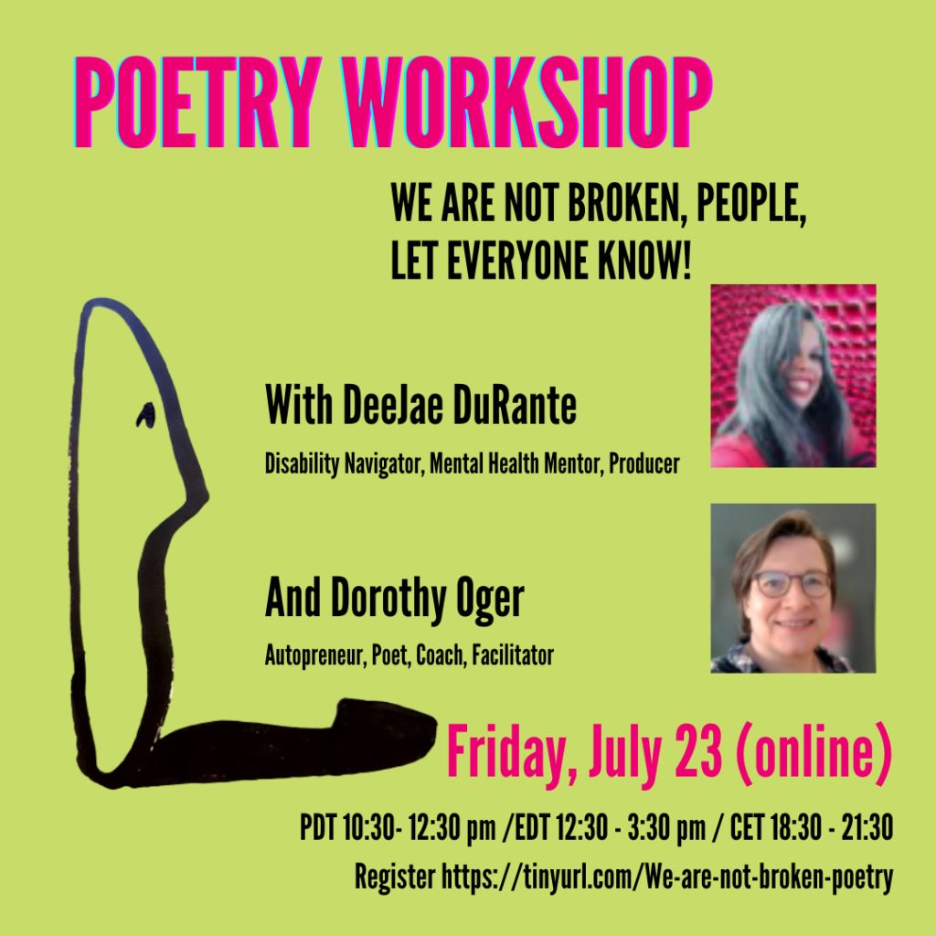 A poster of the workshop with pictures of DeeJae DuRante and Dorothy Oger